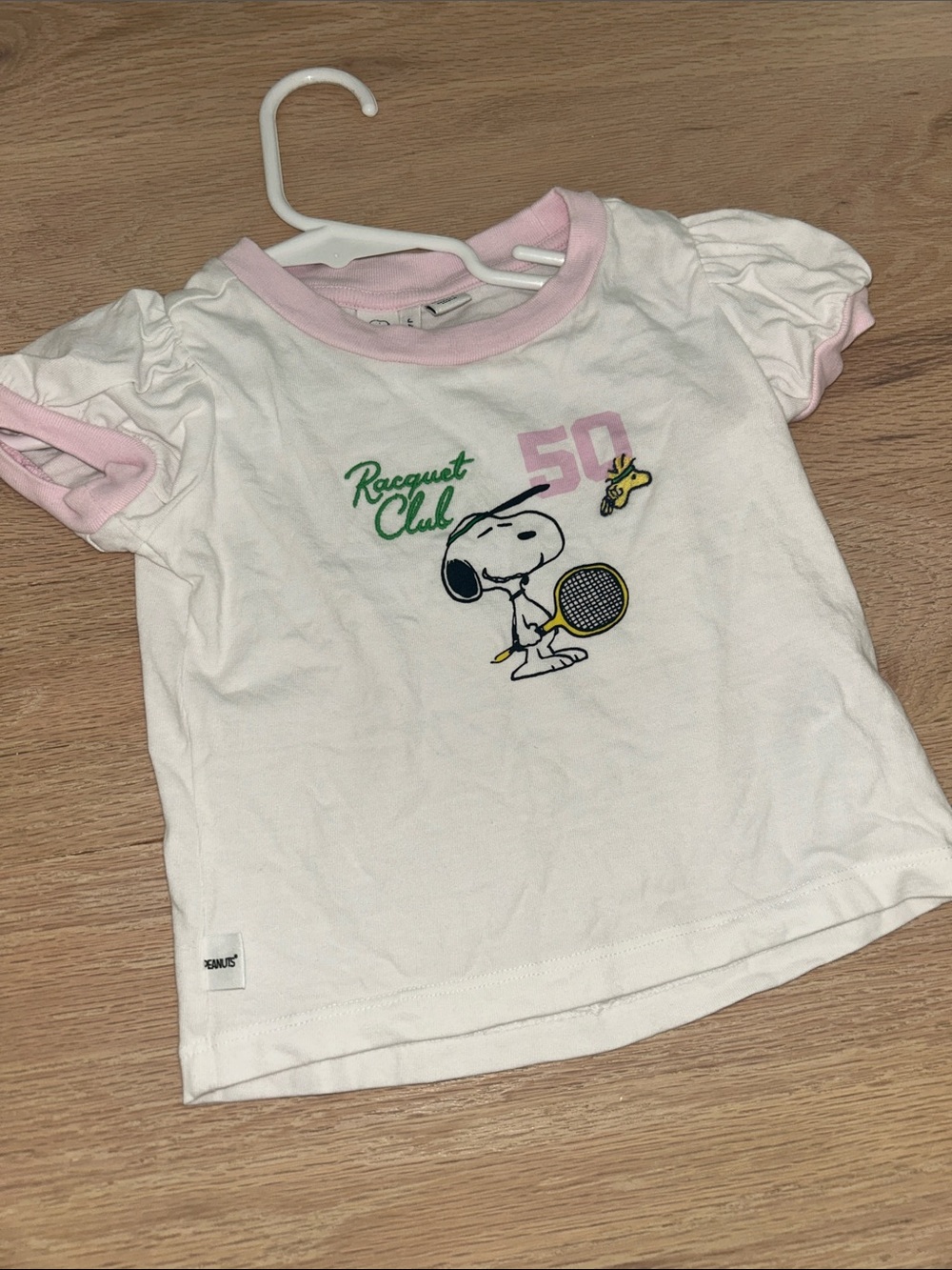 Peanuts collab with Janie & Jack White & Pink Snoopy 'Racquet Club' Tee